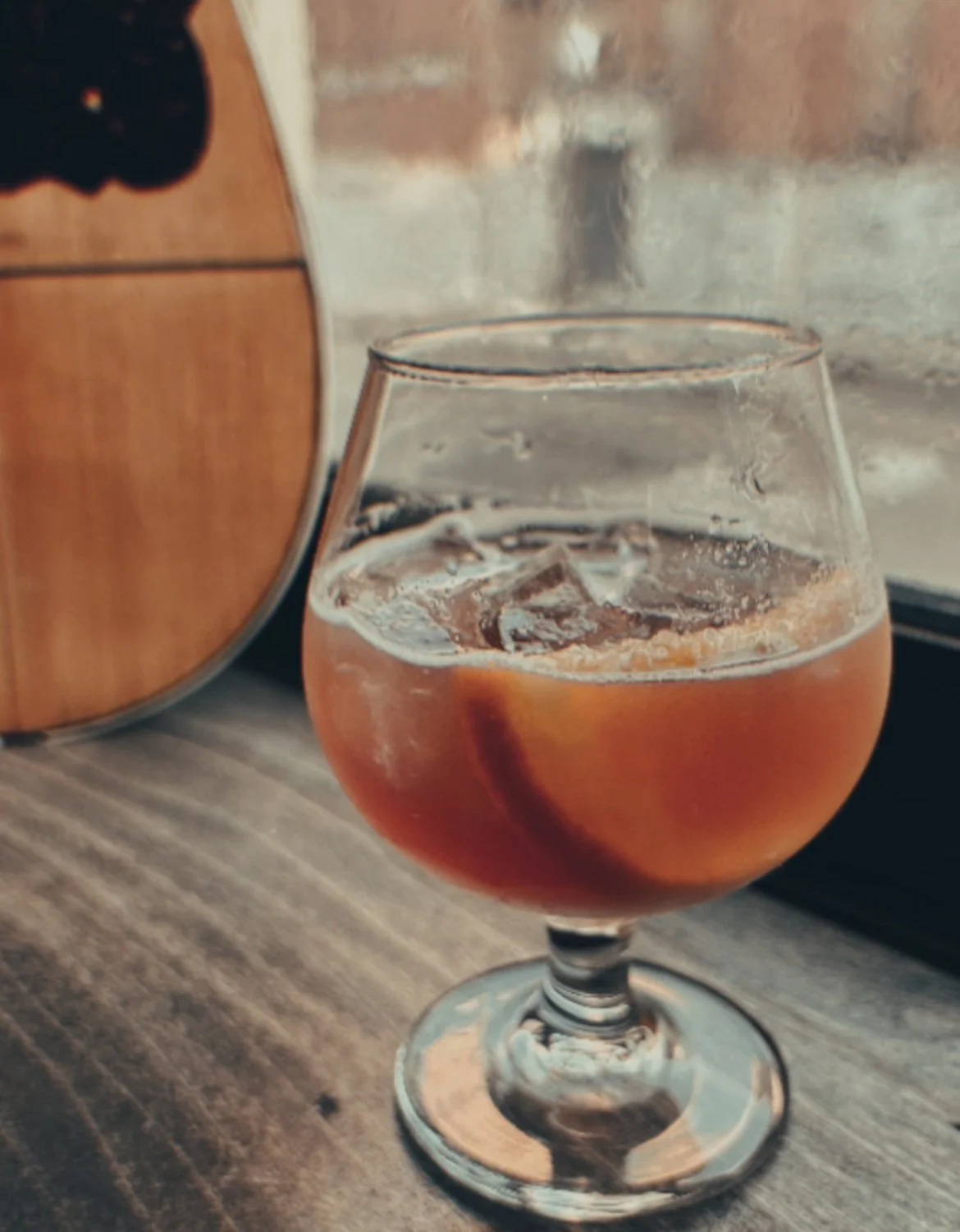 A garnished signature cocktail